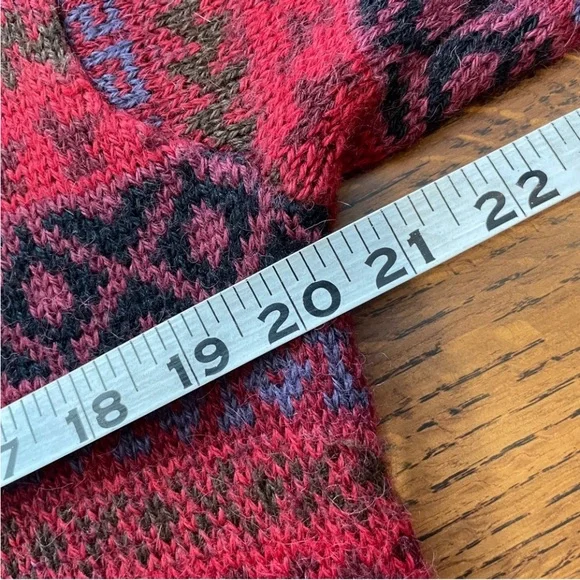 Vintage Baby Alpaca Fair Isle Sweater Cranberry Red Multicolor Men’s Size Small - Picture 5 of 15